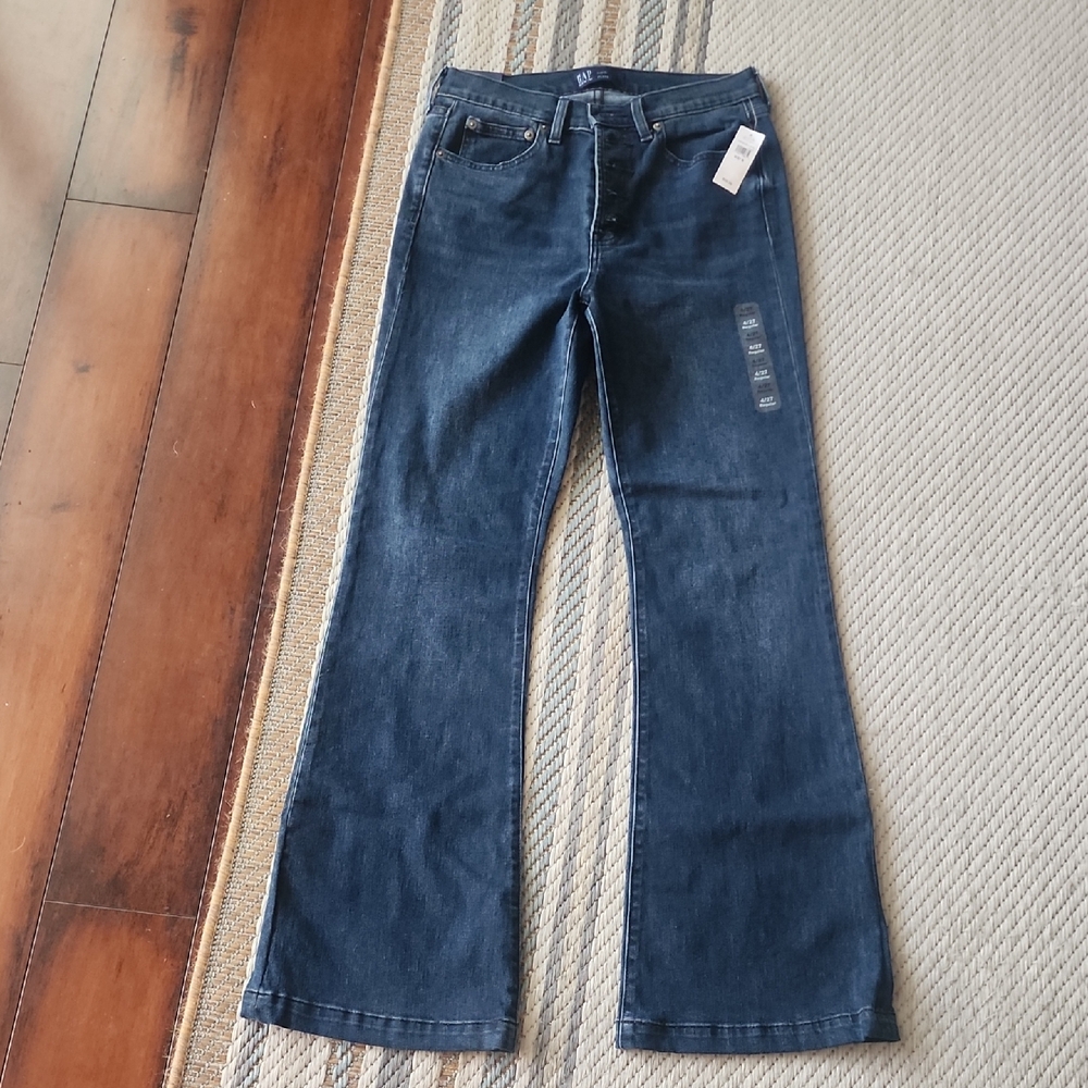 GAP Women's Dark Indigo Flare Wide-Leg Jeans